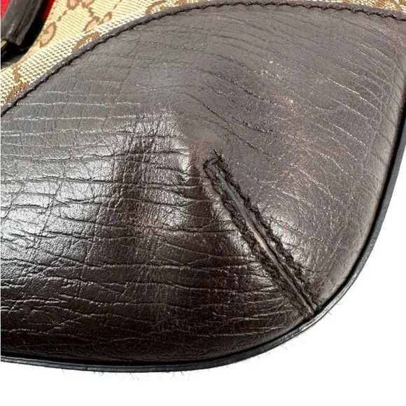 GUCCI Brown GG Sherri Horsebit Line Monogram Shoulder Tote Bag EUC - Picture 7 of 12